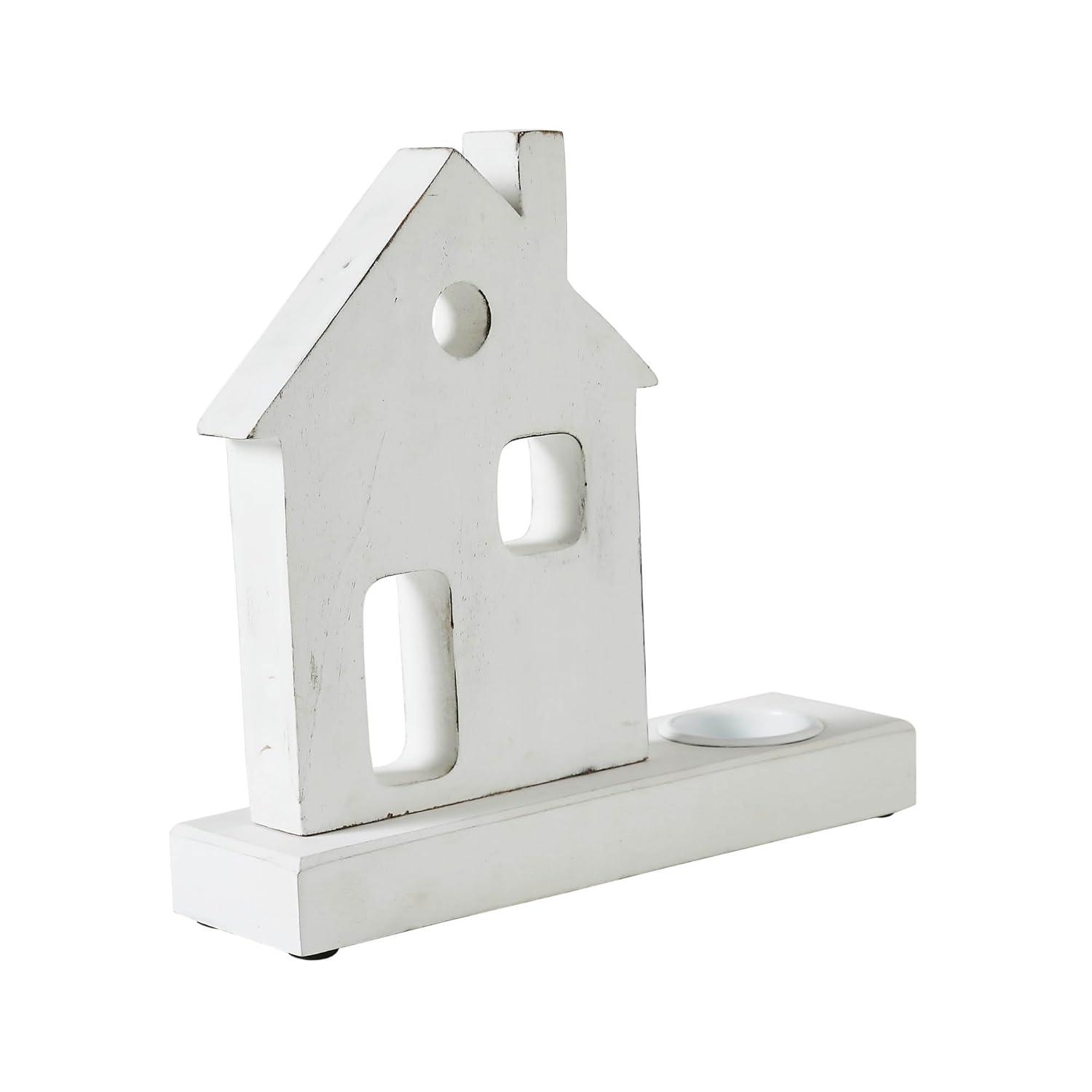 VHC Brands Festive Finds Tealight Holder Village House White