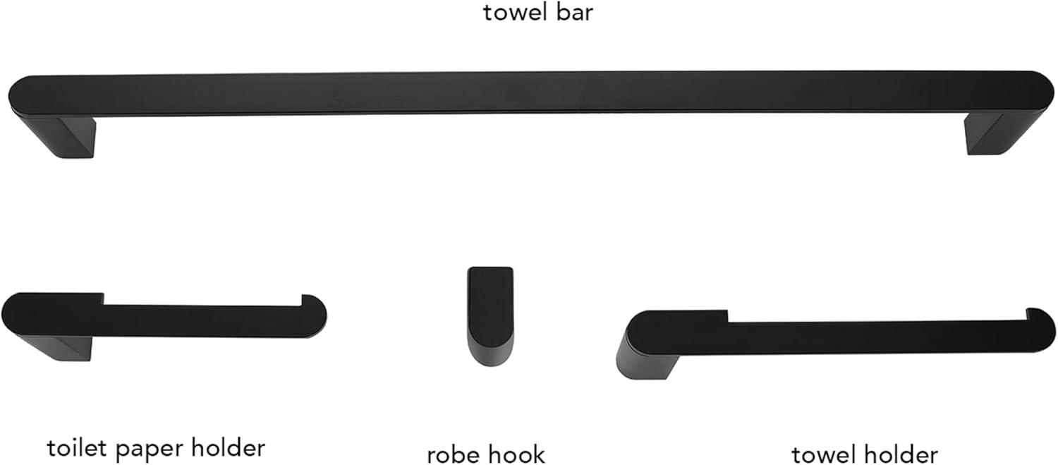 Matte Black Metal 4-Piece Bathroom Hardware Set