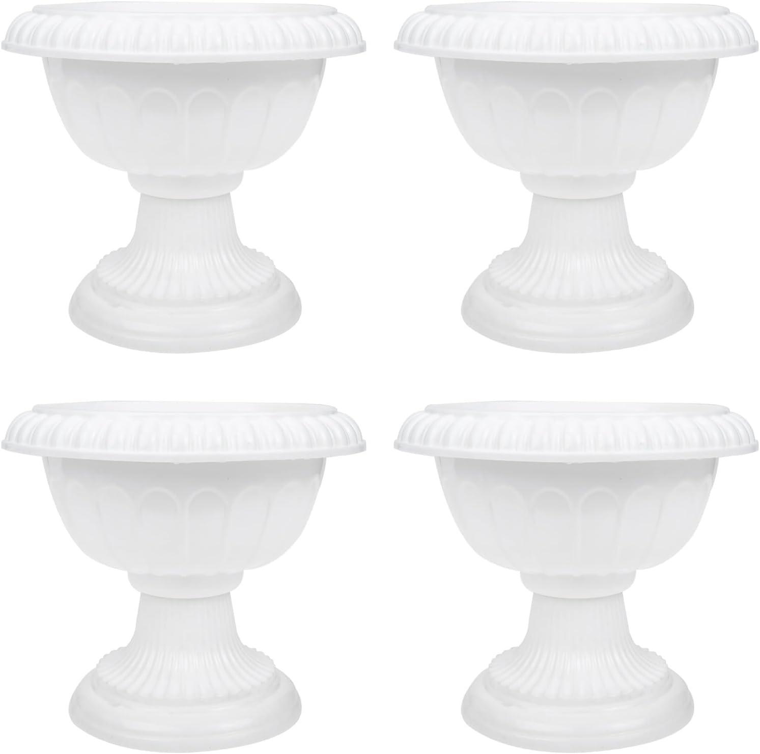 unbranded 4 pcs Wedding Flower Trumpet Vase Tall Flower Stand Elegant Road Front Door Flowerpots Container for Balcony Flower Arrangement White