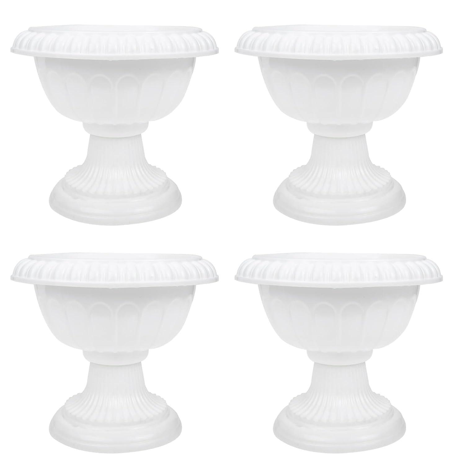 unbranded 4 pcs Wedding Flower Trumpet Vase Tall Flower Stand Elegant Road Front Door Flowerpots Container for Balcony Flower Arrangement White