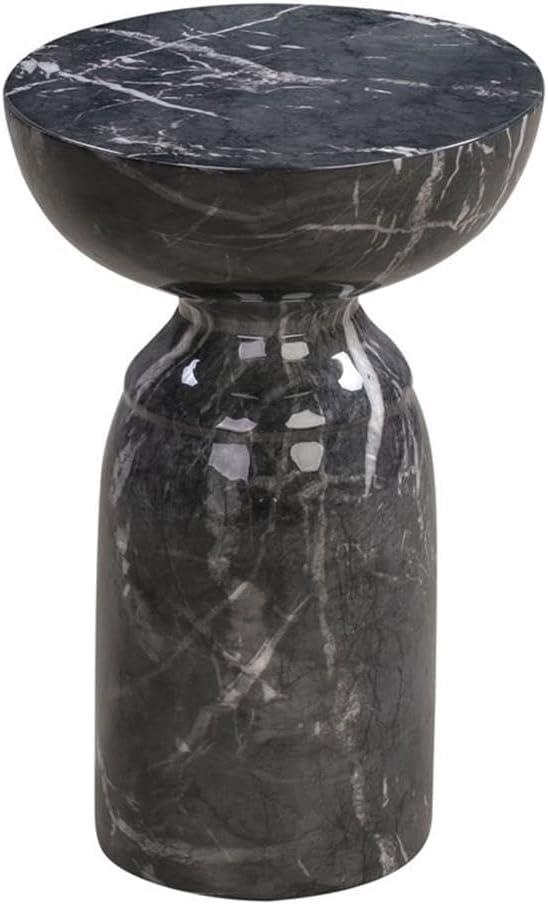 Rue 20" Black Marble Round Side Table