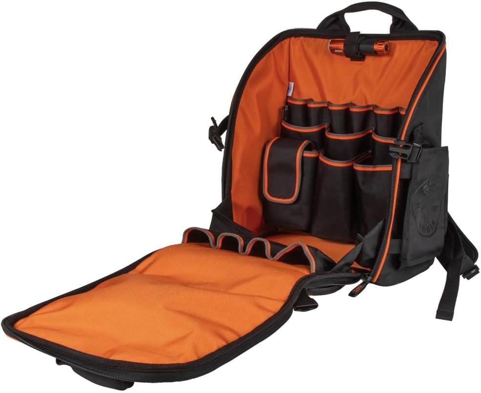 Klein Tools Tradesman Pro Tool Station Tool Bag Backpack with Work Light