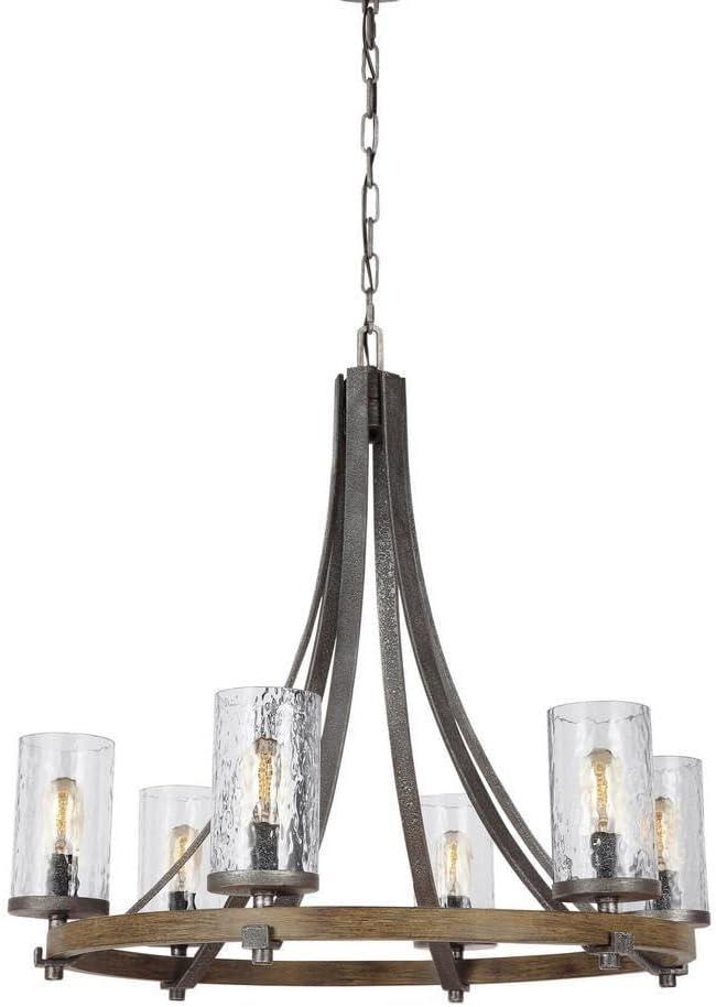 Steffens Iron & Textured Glass Chandelier (24"-48")