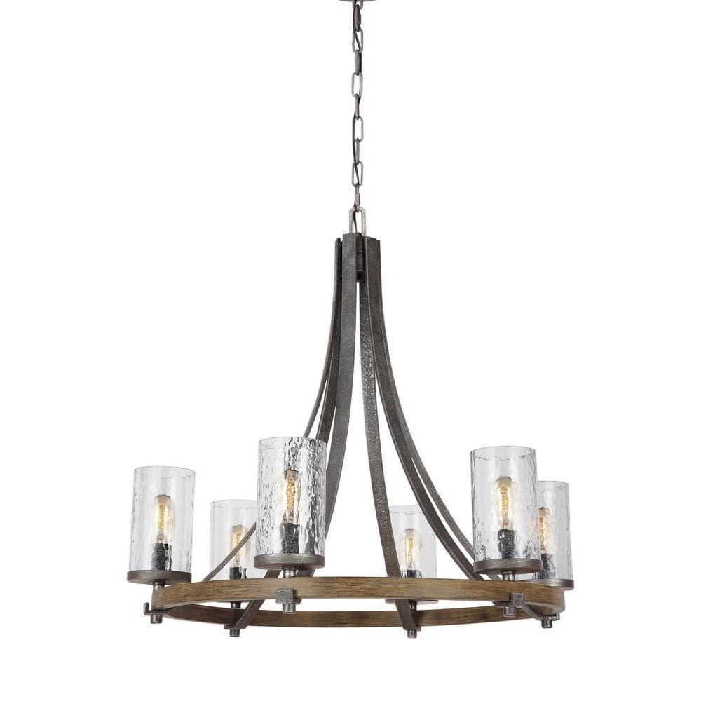 Steffens Iron & Textured Glass Chandelier (24"-48")
