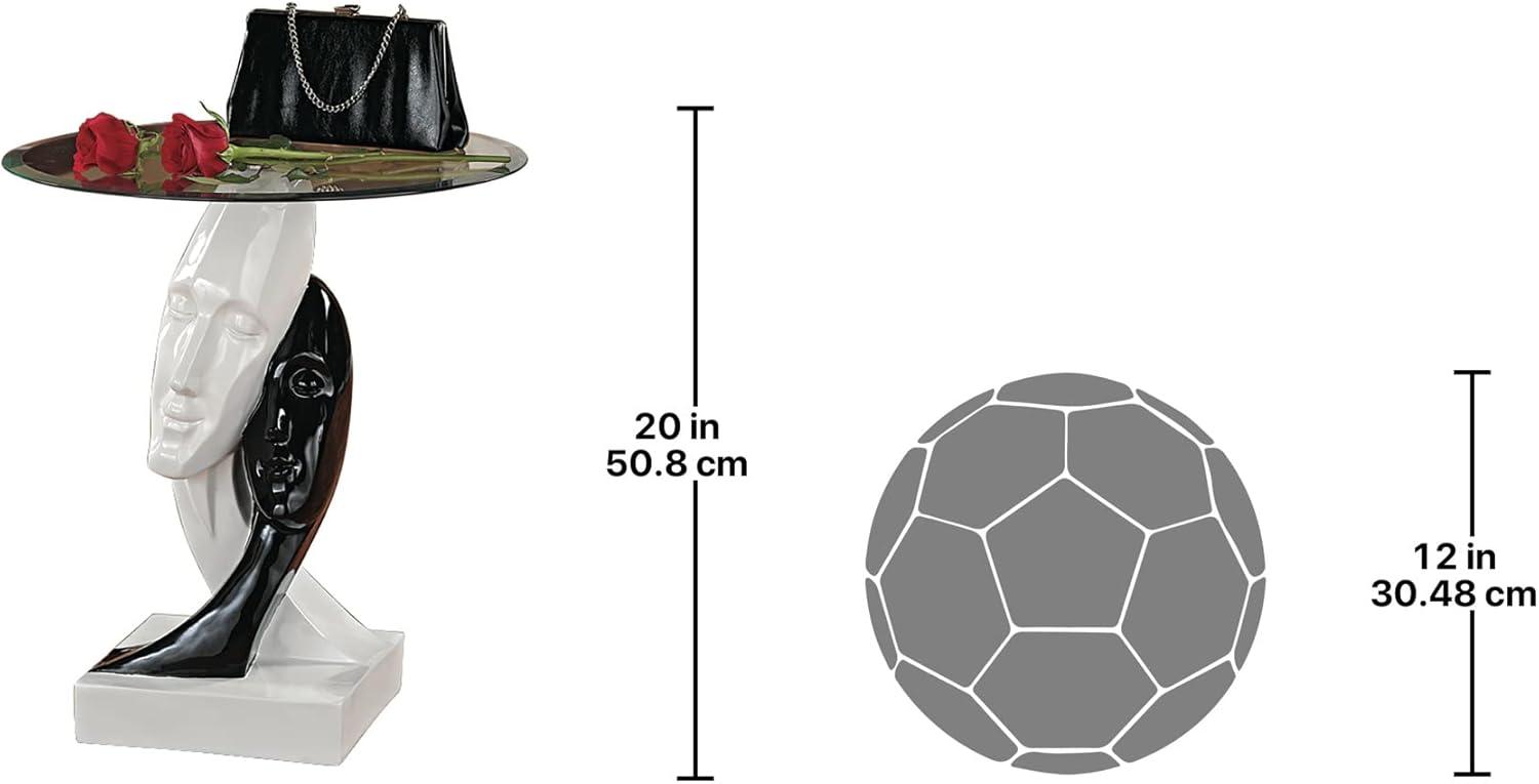 Design Toscano Lovers in Black and White Glass End Table