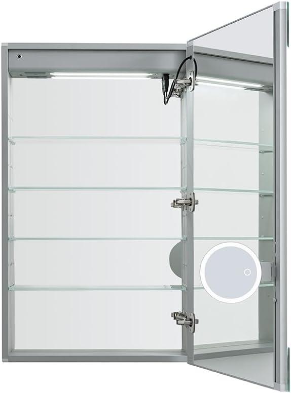 AQUADOM Signature Royale LED Medicine Cabinet, Defogger, LED 3X Makeup Mirror, Electrical Outlets