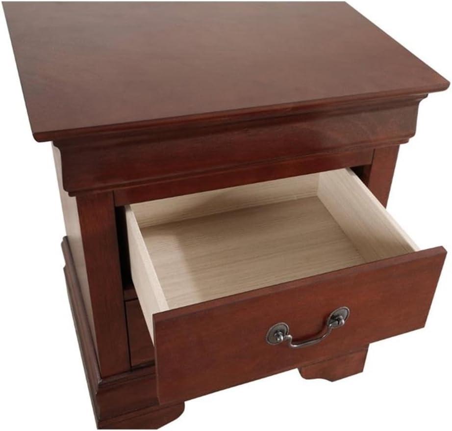 Cherry Stained 2-Drawer Engineered Wood Nightstand