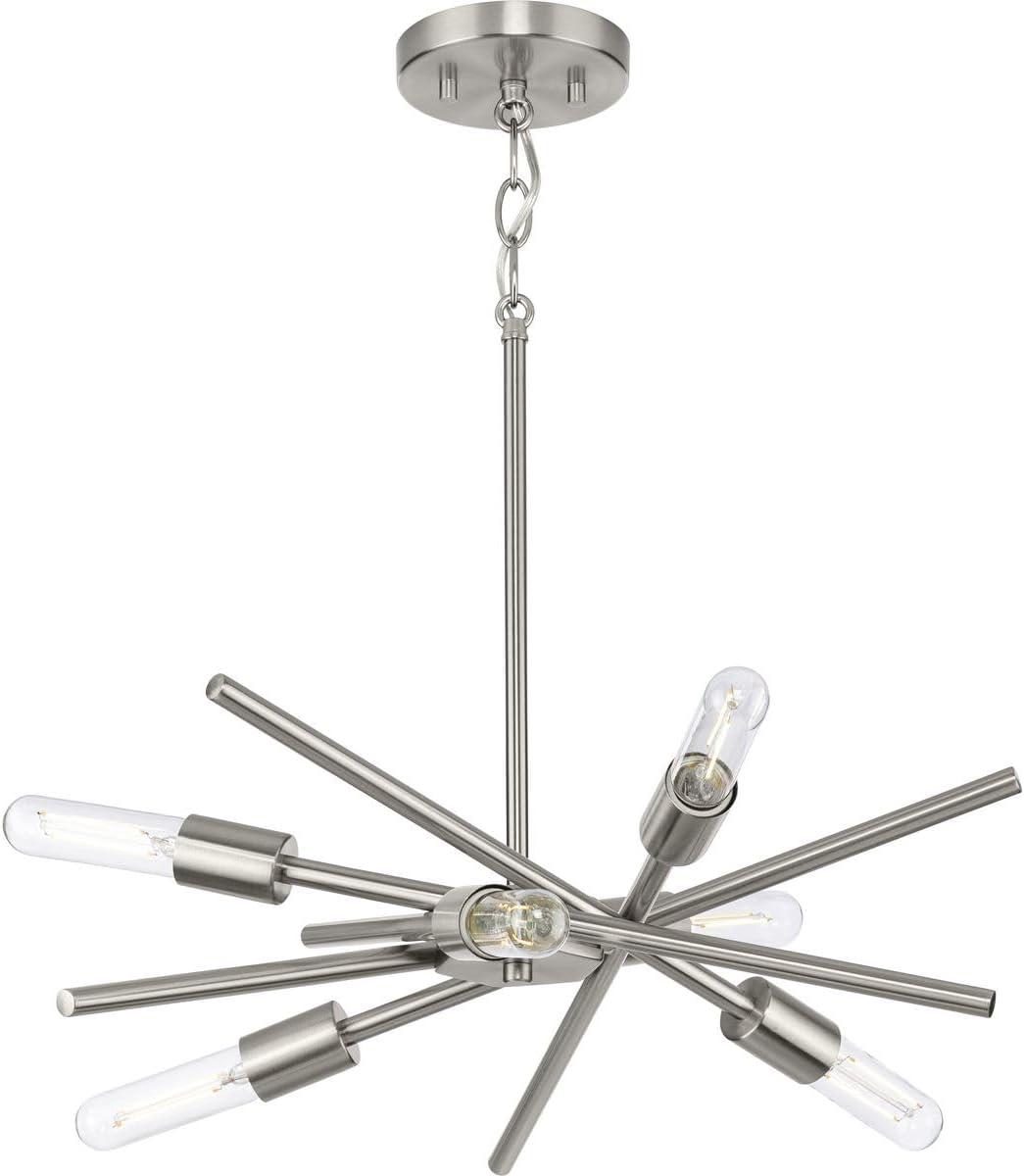 Progress Lighting Astra 6-Light Chandelier, Brushed Nickel, No Shade