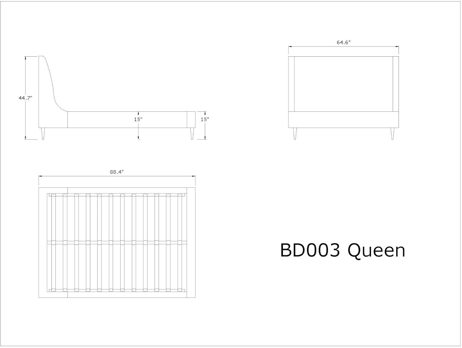 Full Heather Upholstered Bed - Manhattan Comfort