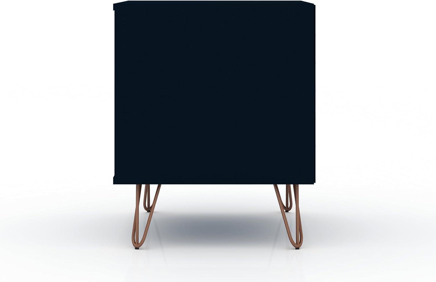 2.0 Rockefeller Nightstand Blue - Manhattan Comfort: Modern MDF Bedside Storage with Metal Glides