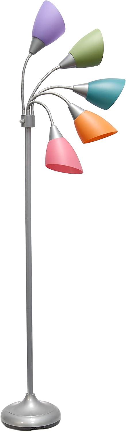 67" Contemporary Multi 5-Head Adjustable Gooseneck Floor Lamp - Simple Designs