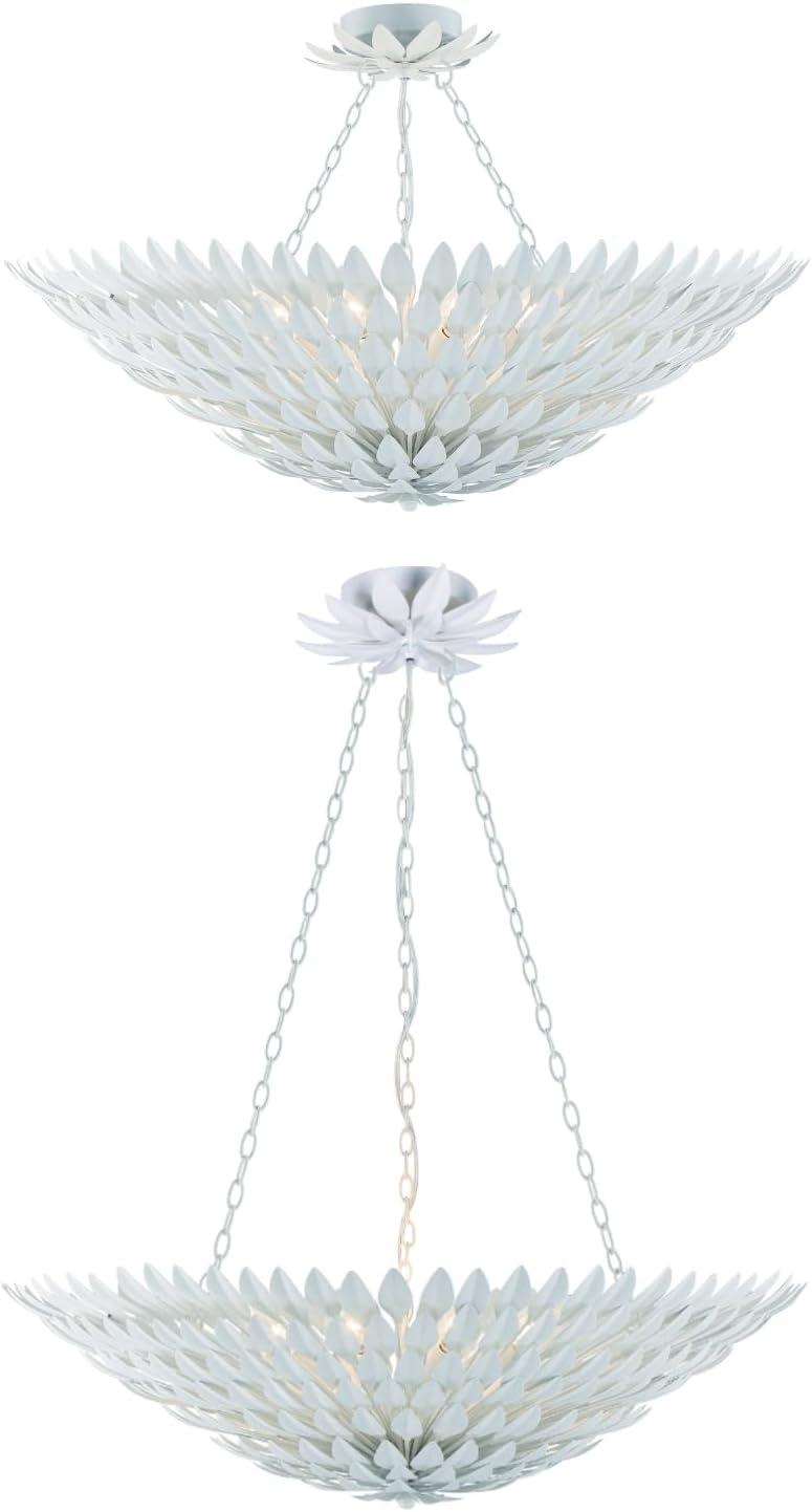 519-MT_CEILING-Crystorama Lighting-Broche - Eight Light Pendant in Traditional and Contemporary Style - 30 Inches Wide by 12 Inches High-Matte White