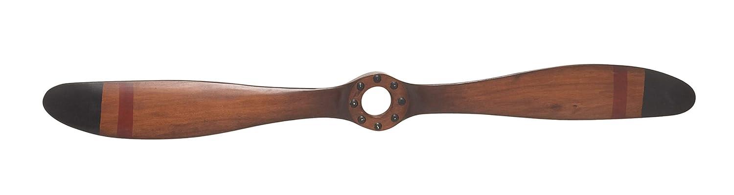 DecMode Brown Metal 2 Blade Airplane Propeller Wall Decor with Aviation Detailing