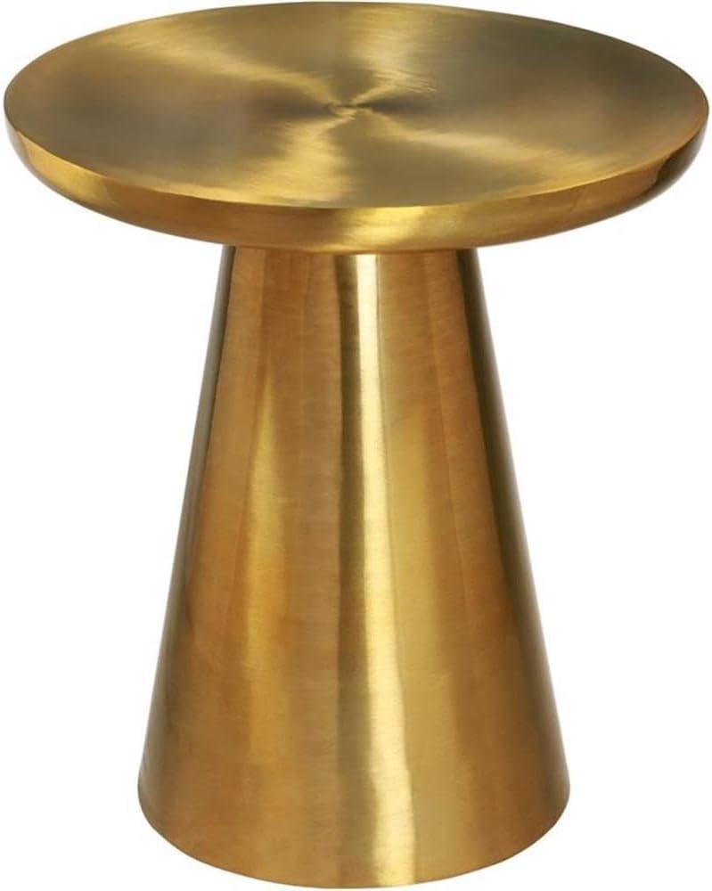 Martini Round Brushed Gold Metal End Table