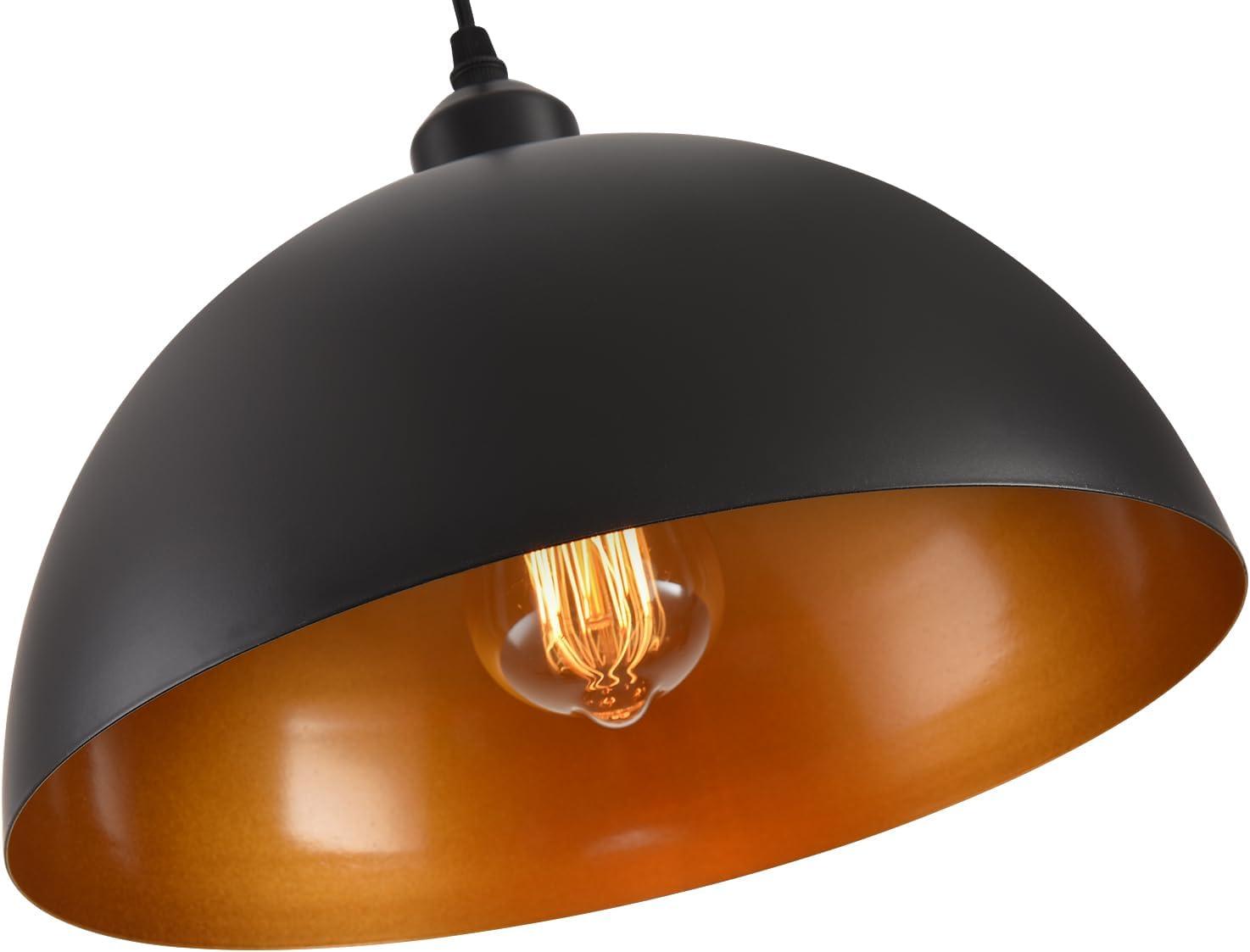 2-Pack Black Pendant Lights, 11.81'' Modern Pendant Lights Kitchen Island, Dome Large Pendant Light for Dining Room Foyer Bedroom Entryway Hallway Light Fixtures