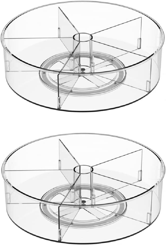 iDesign iDesign Recycled Plastic Divided Lazy Susan Turntable Organizer, Pantry, Bathroom, General Storage and More, The Linus Collection - 11.5", Clear