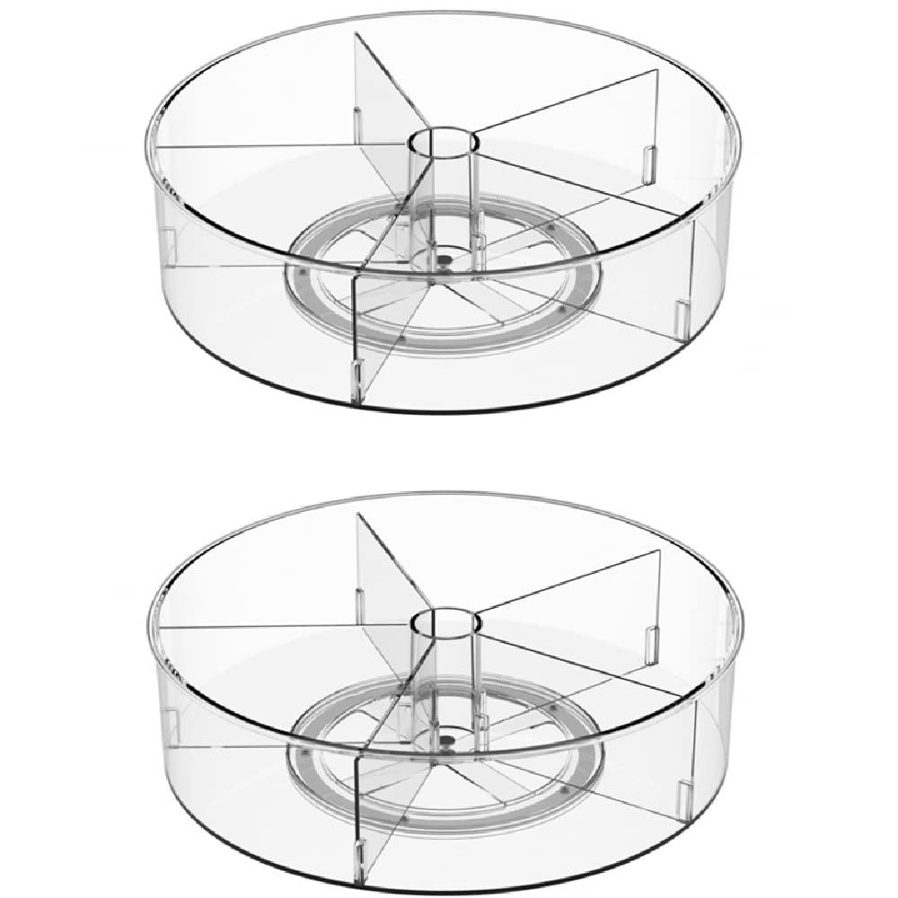 iDesign iDesign Recycled Plastic Divided Lazy Susan Turntable Organizer, Pantry, Bathroom, General Storage and More, The Linus Collection - 11.5", Clear