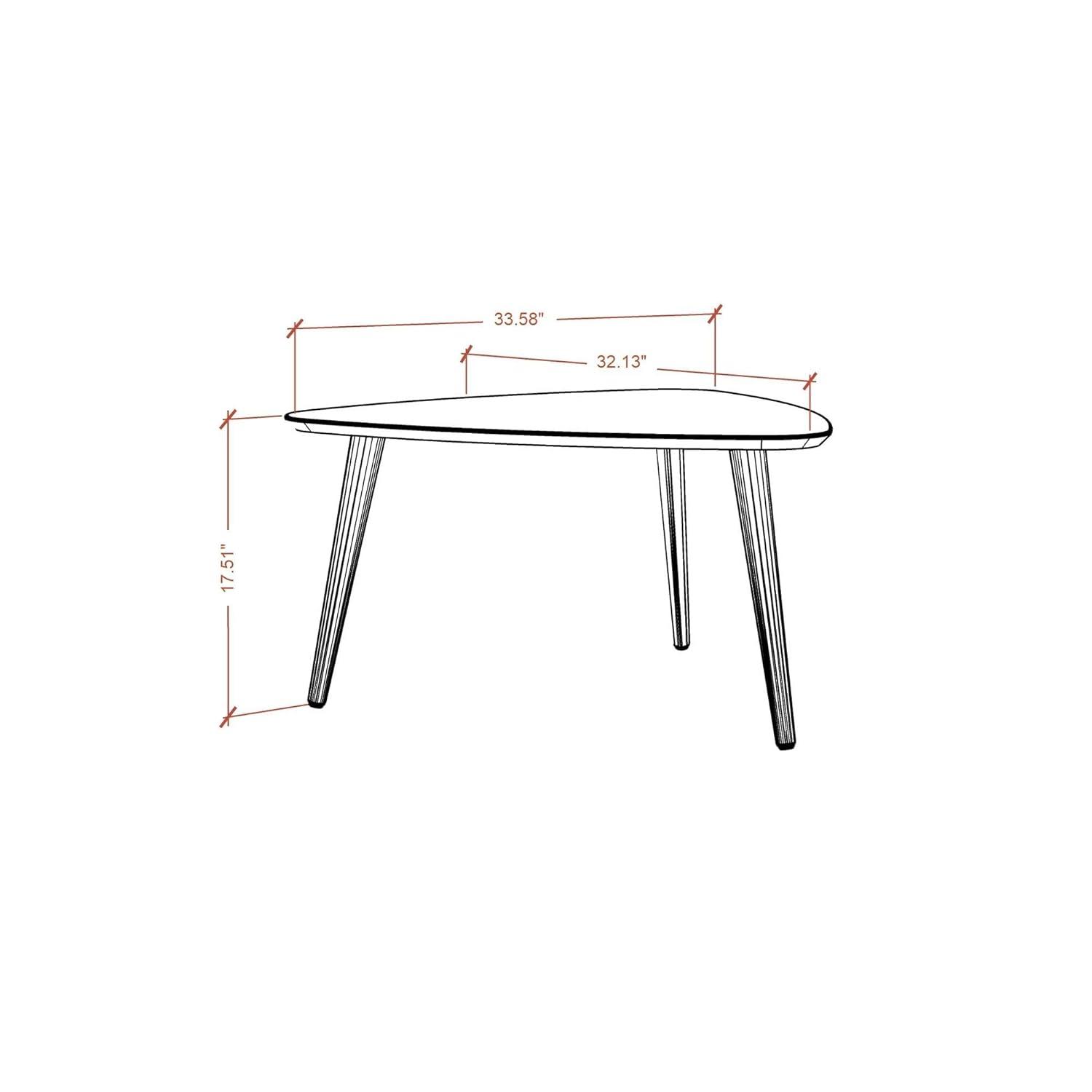 Manhattan Comfort 11.81" Utopia High Triangle Coffee Table with Splayed Legs Off-White: Mid-Century Modern, MDF Construction