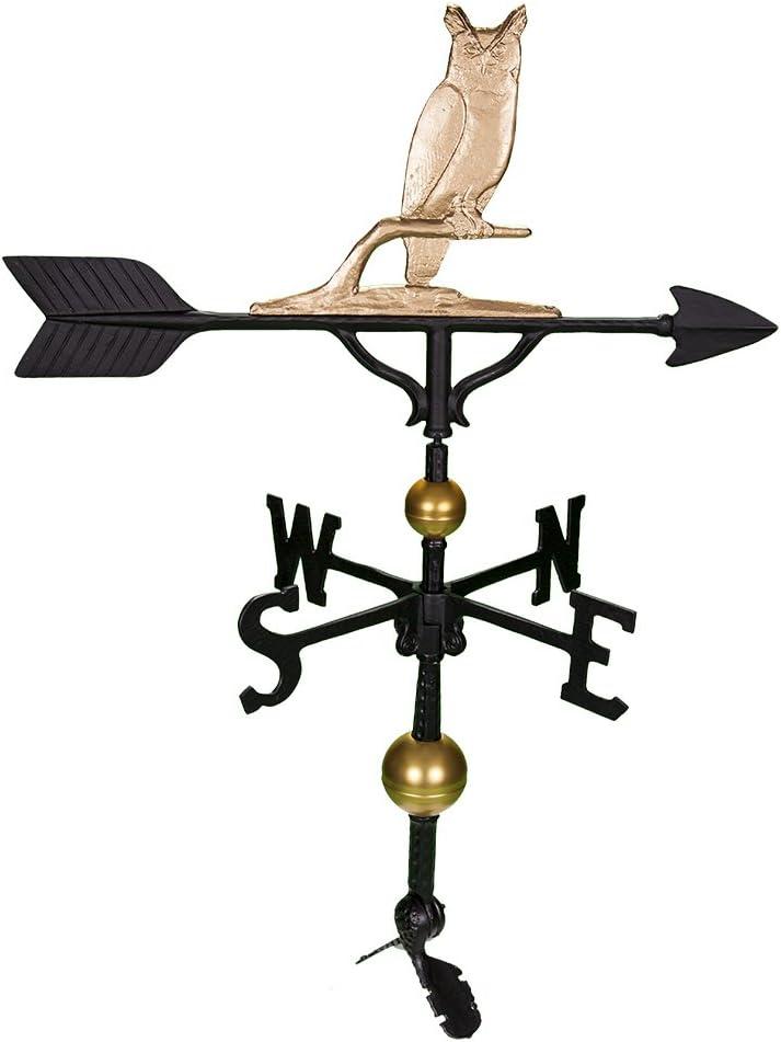 32-Inch Black and Gold Cast Aluminum Owl Weathervane