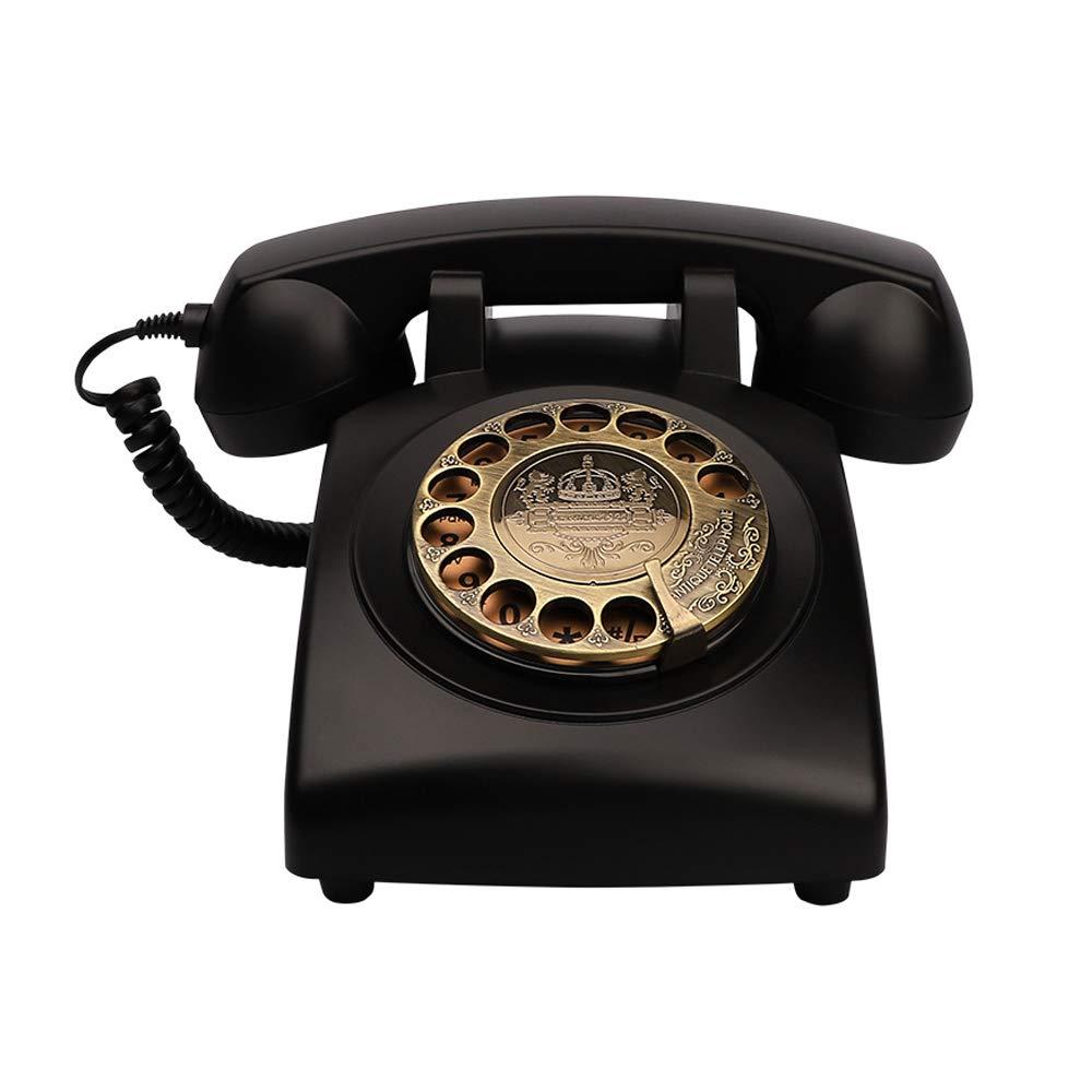 TelPal Vintage Rotary Dial Corded Phone, Black