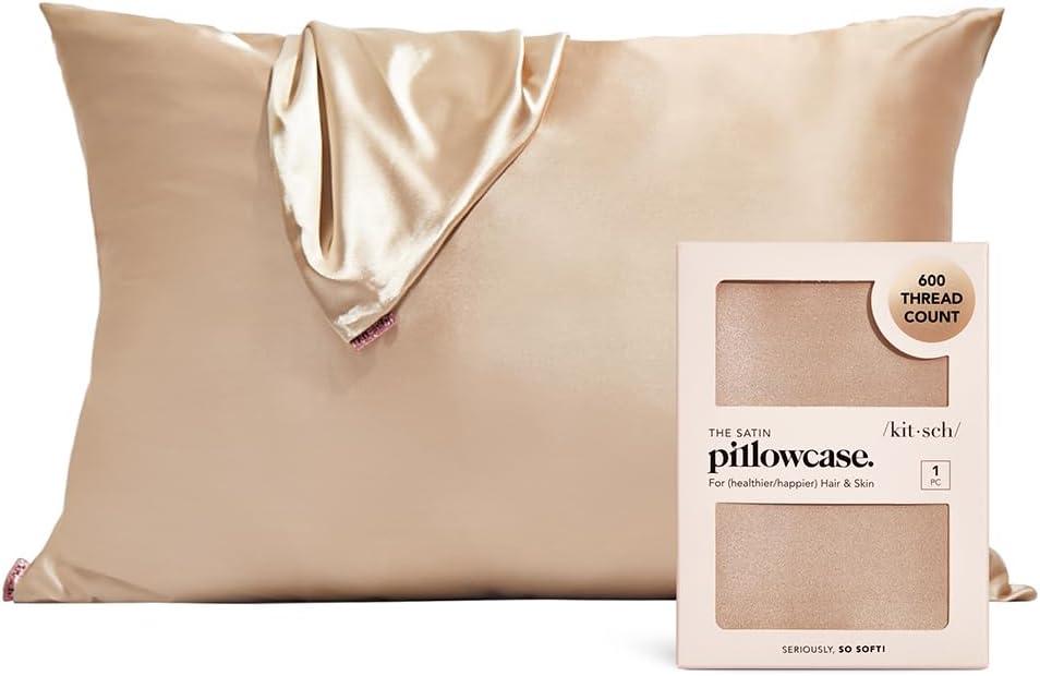 Champagne Satin Standard/Queen Pillowcase for Hair & Skin