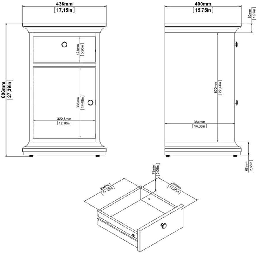 Tvilum Maison Park 1 Drawer, 1 Door Bedroom Nightstand for Adults, White