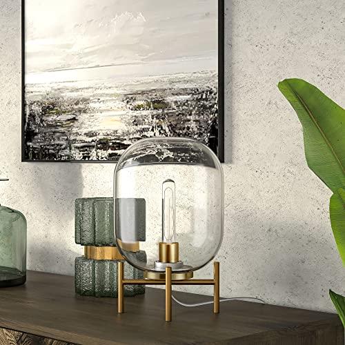 Edison Voice-Controlled Industrial Table Lamp in Brushed Brass/Clear