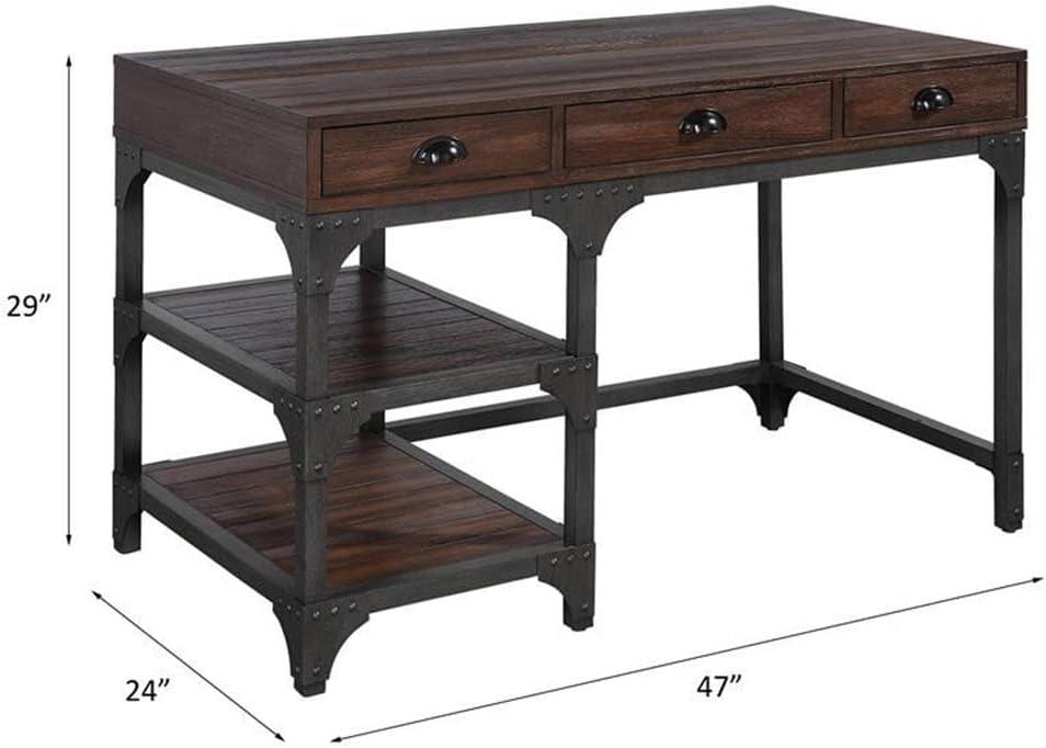 ACME Gorden Writing Desk in Espresso Oak and Antique Black