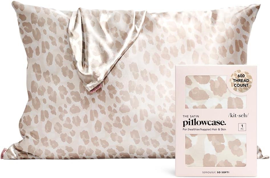 Leopard Print Satin Standard/Queen Pillowcase with Zipper