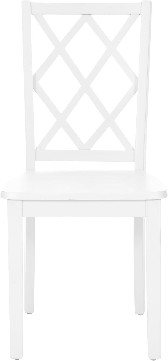 White Wood Cross Back Dining Side Chair