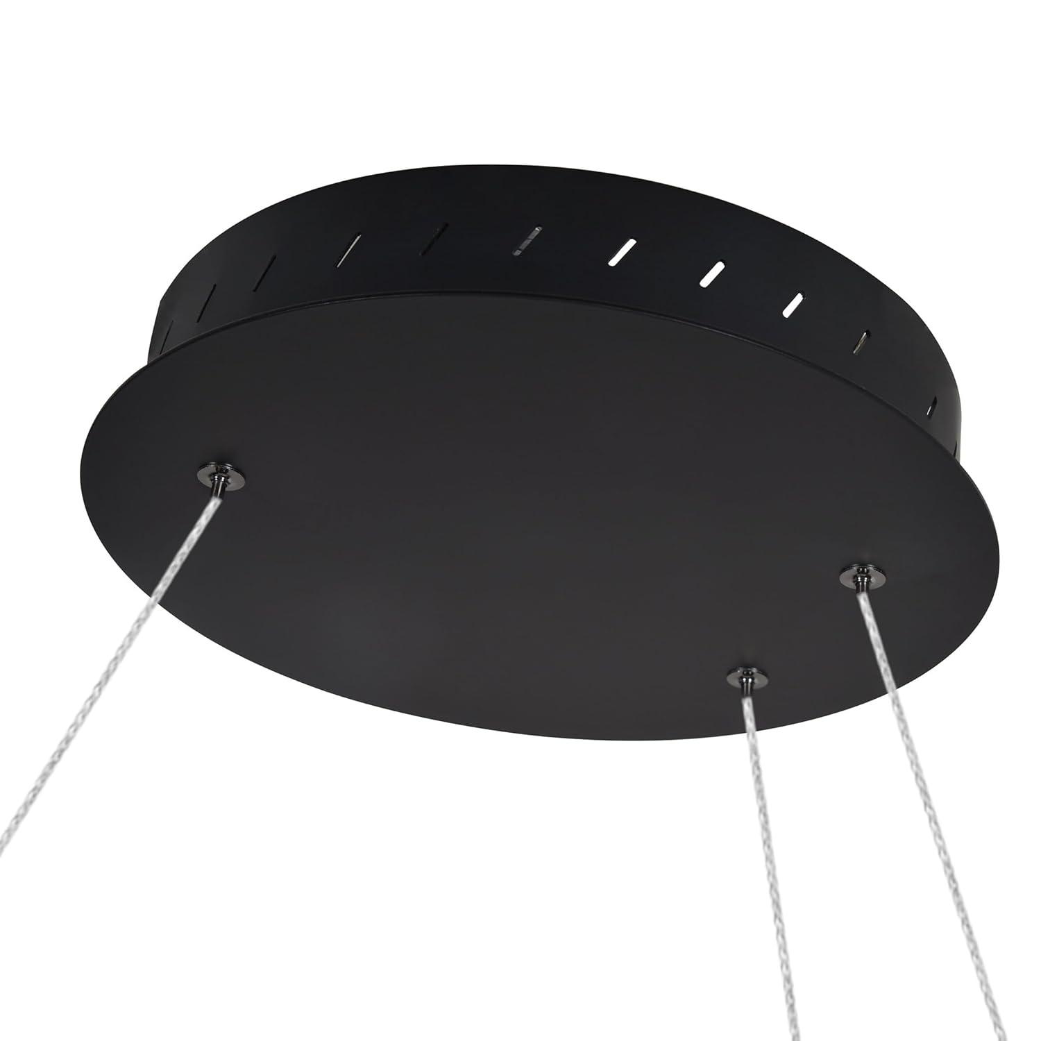 Capella 50-Inch Black Modern LED Multi-Ring Adjustable Chandelier