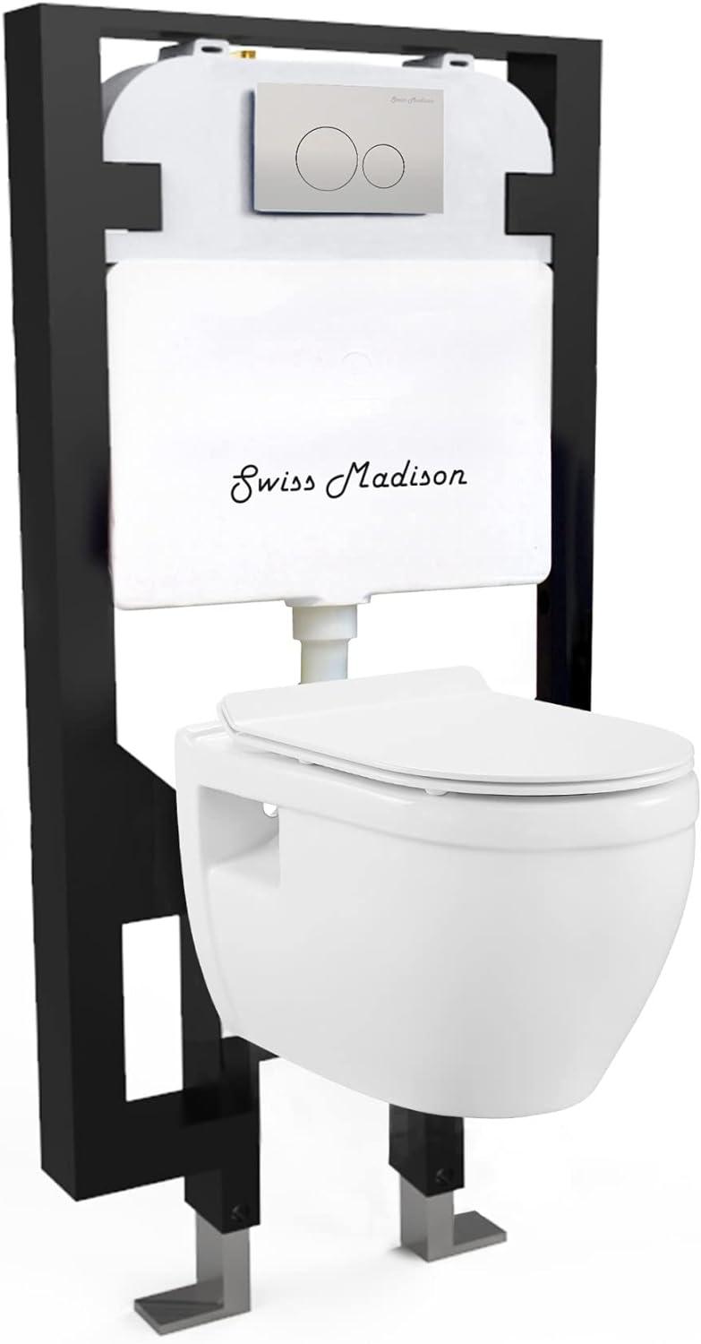 Swiss Madison Well Made Forever SM-WK450-01C - Ivy Wall Hung Elongated Toilet Bundle, Glossy White