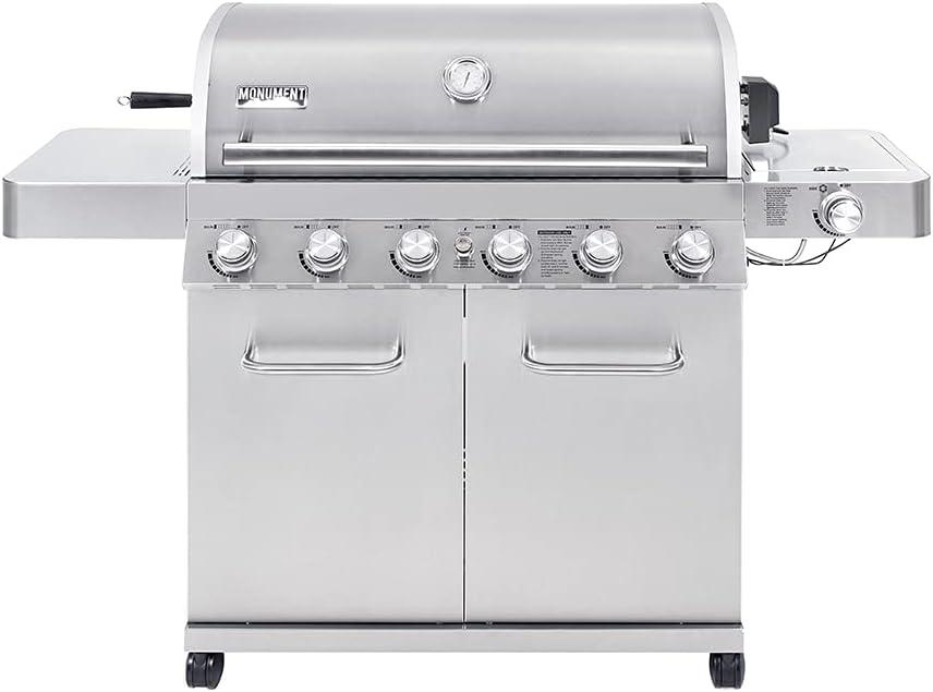 Monument Grill 77352 6-Burner Stainless Propane Gas Grillwith Rotisserie Kit