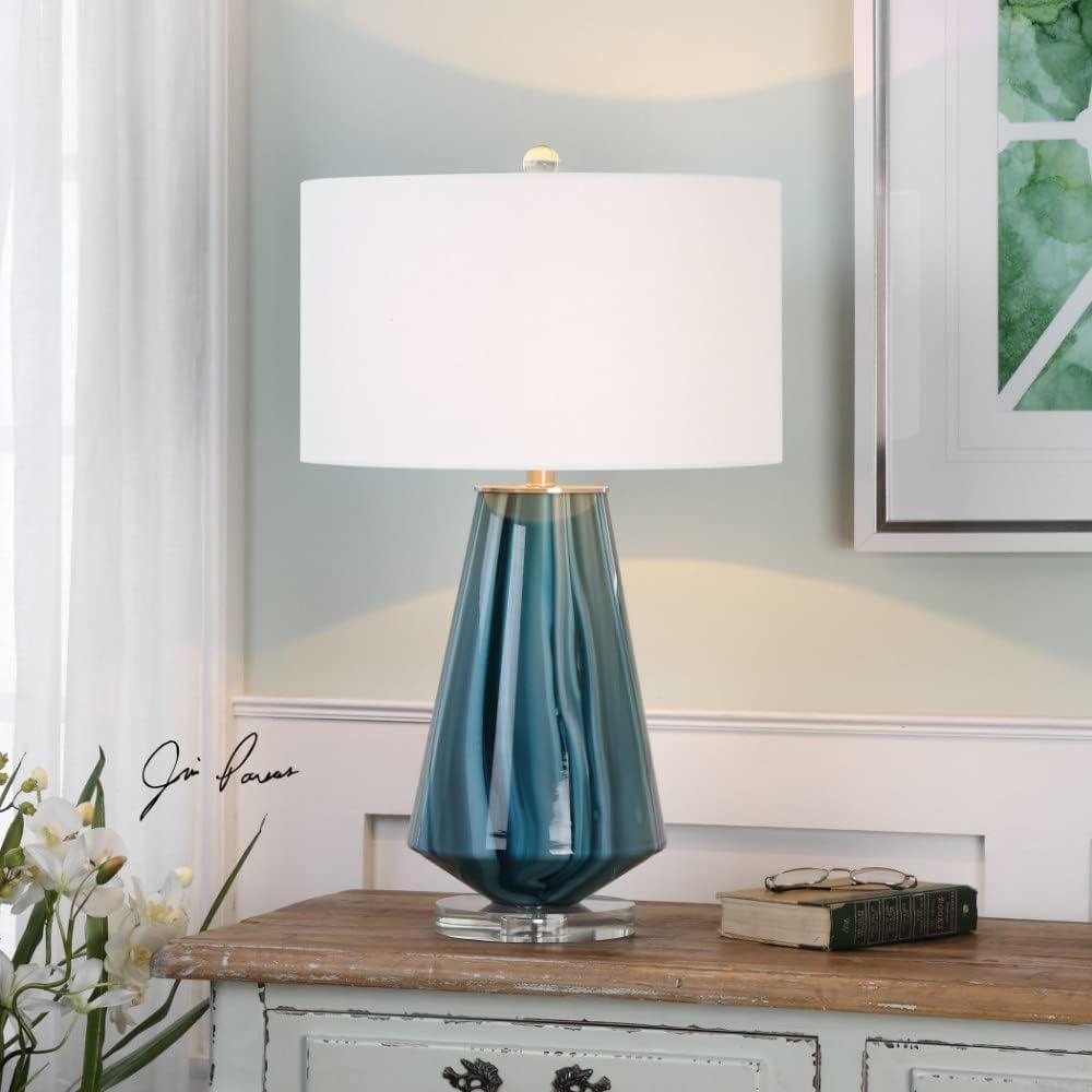 Uttermost Pescara 29" Teal-Gray and Blue-Swirl Glass Modern Table Lamp