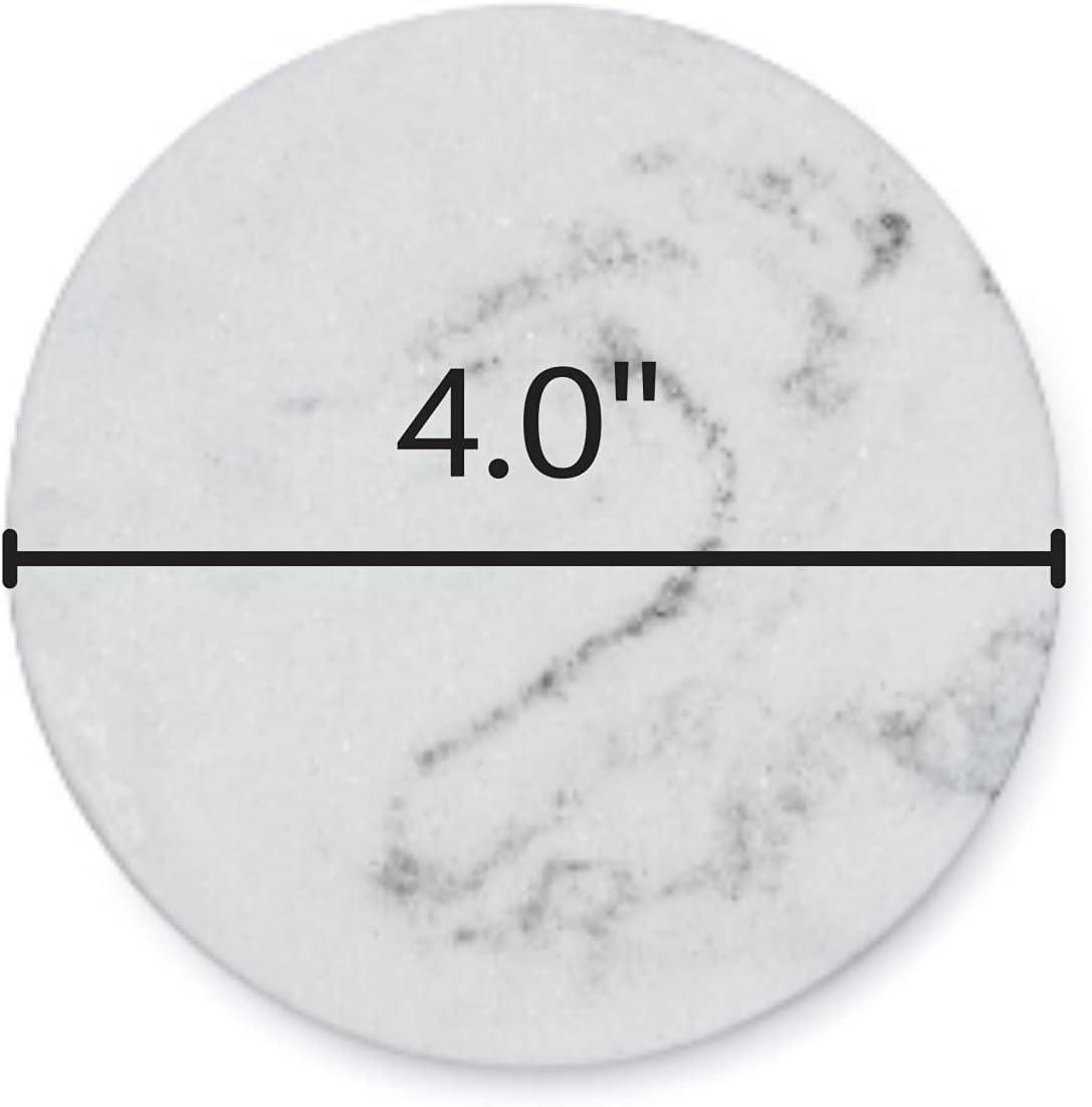 Set of 6 White and Gray Marble Coasters with Felt Bottom