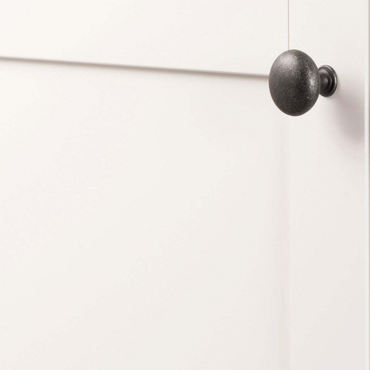 Pewter Matte Round Cabinet Knob with Mounting Hardware