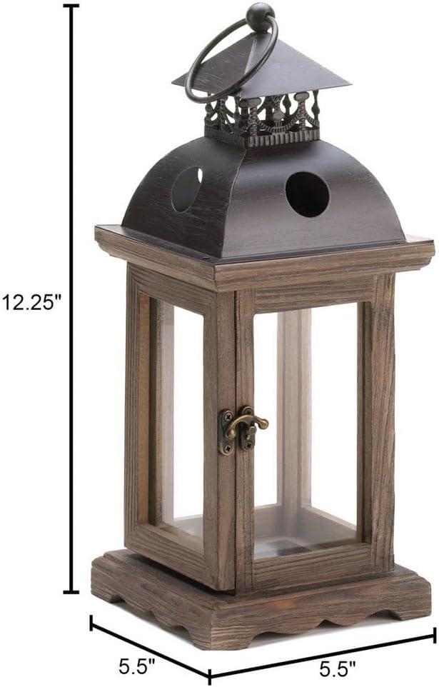 Small Rustic Wood and Metal Candle Lantern