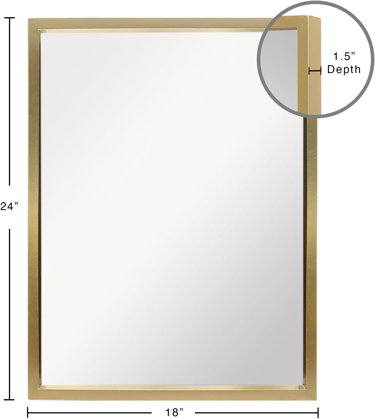 Gold and Silver Rectangular Wood Frame Mirror 18 x 24 Inch