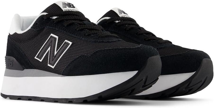 Black Genuine Suede and Mesh Platform Running Sneakers