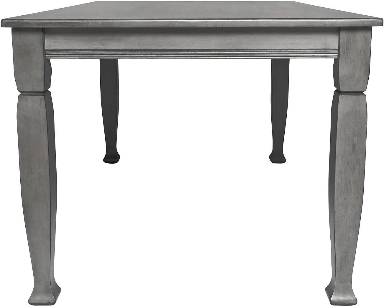 Flash Furniture Grace 60" Solid Wood Dining Table with Turned Wooden Legs, Commercial Grade Heavy Duty Rectangle Wood Table for 6, Antique Gray Finish