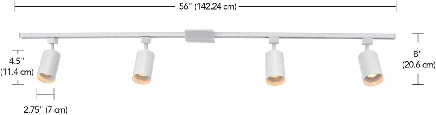 Matte White 56" Magnetic Track Lighting Kit with 4 Cylindrical Shades