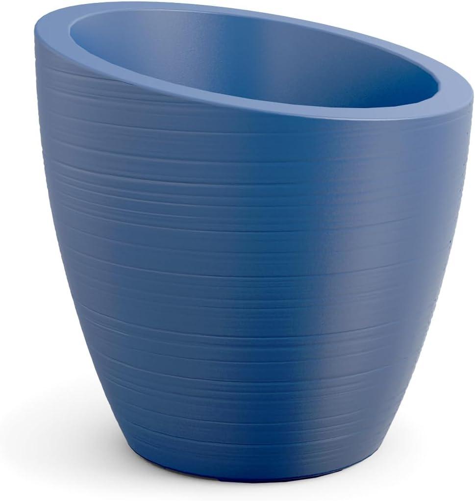 Modesto Neptune Blue 20" Round Plastic Planter for Indoor/Outdoor