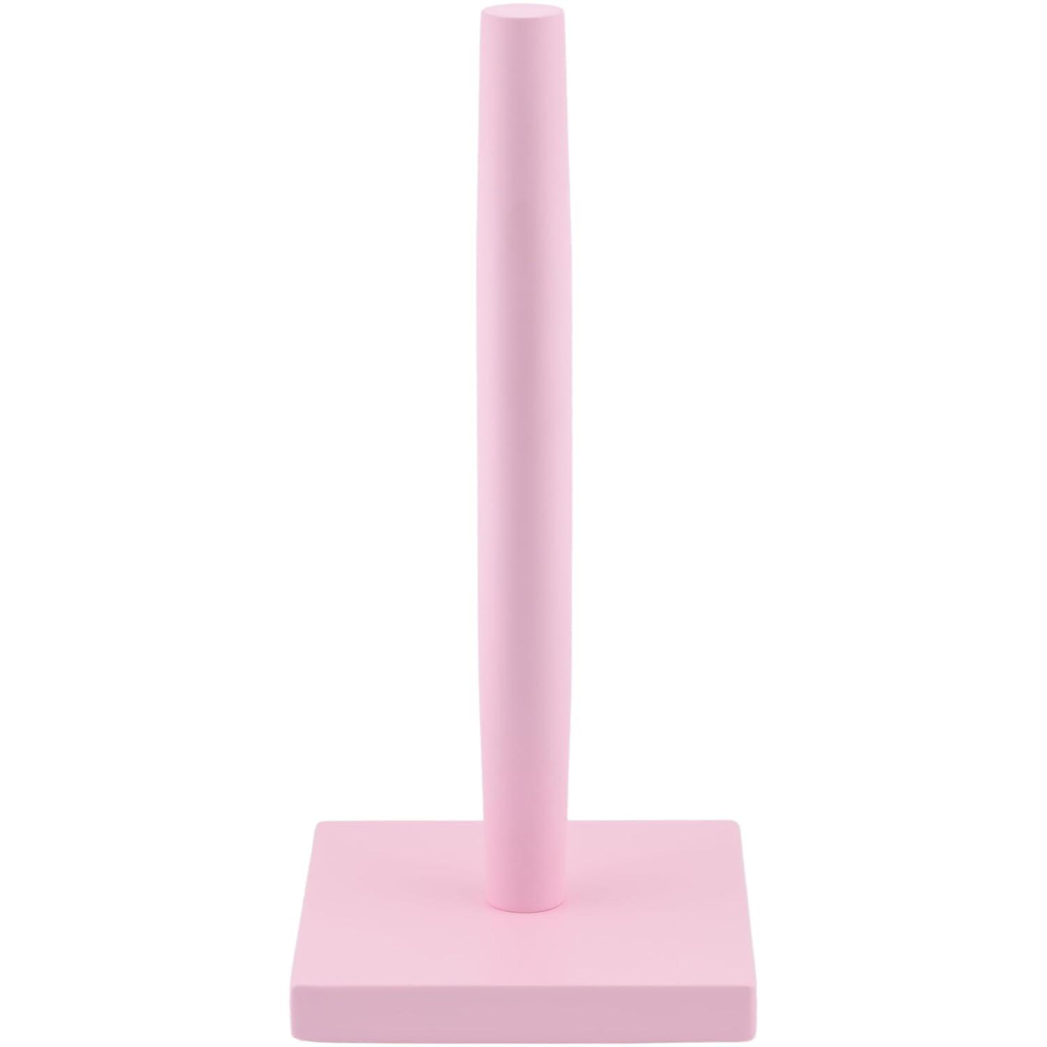 House Perfect Pink Paper Towel Holder – Wood Paper Towel Holder Stand – Great for Kitchen Counters & Bathrooms – Suits Paper Towel Rolls & Reusable Kitchen Towels…