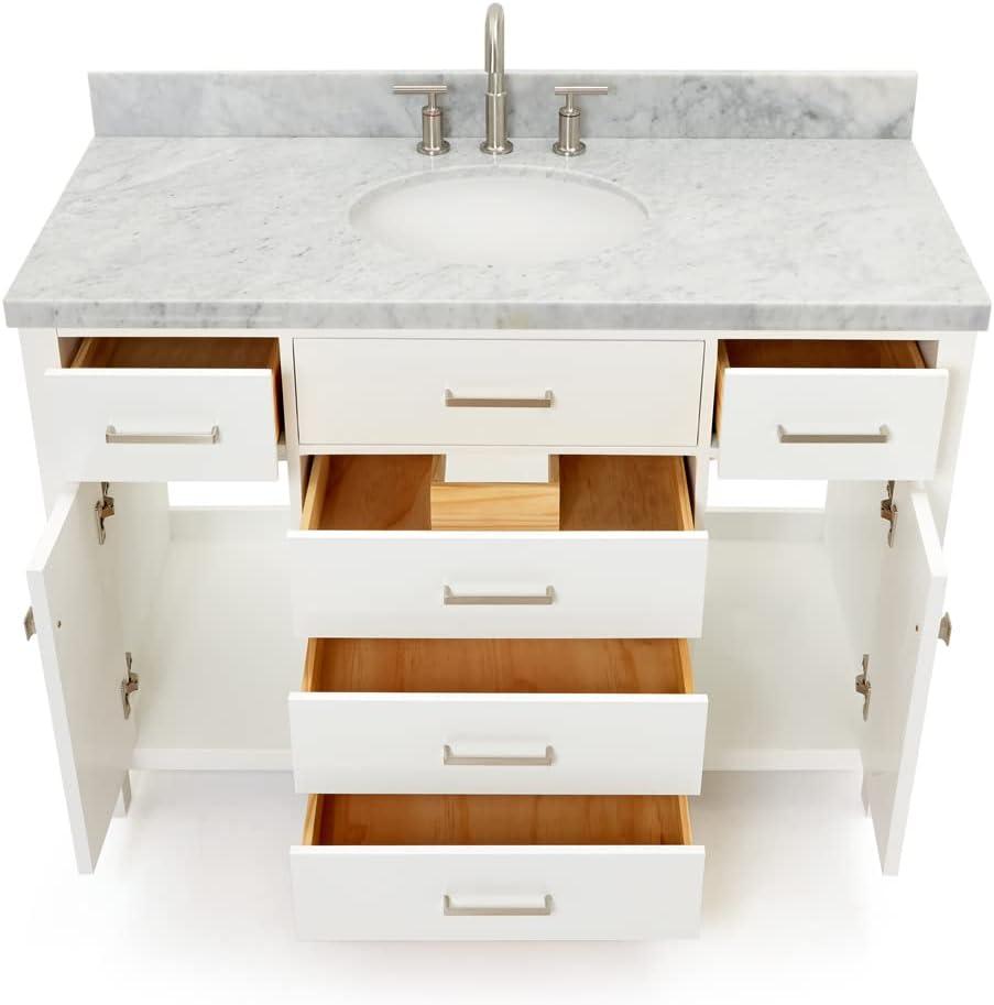 Bristol 49" White Marble Top Freestanding Vanity