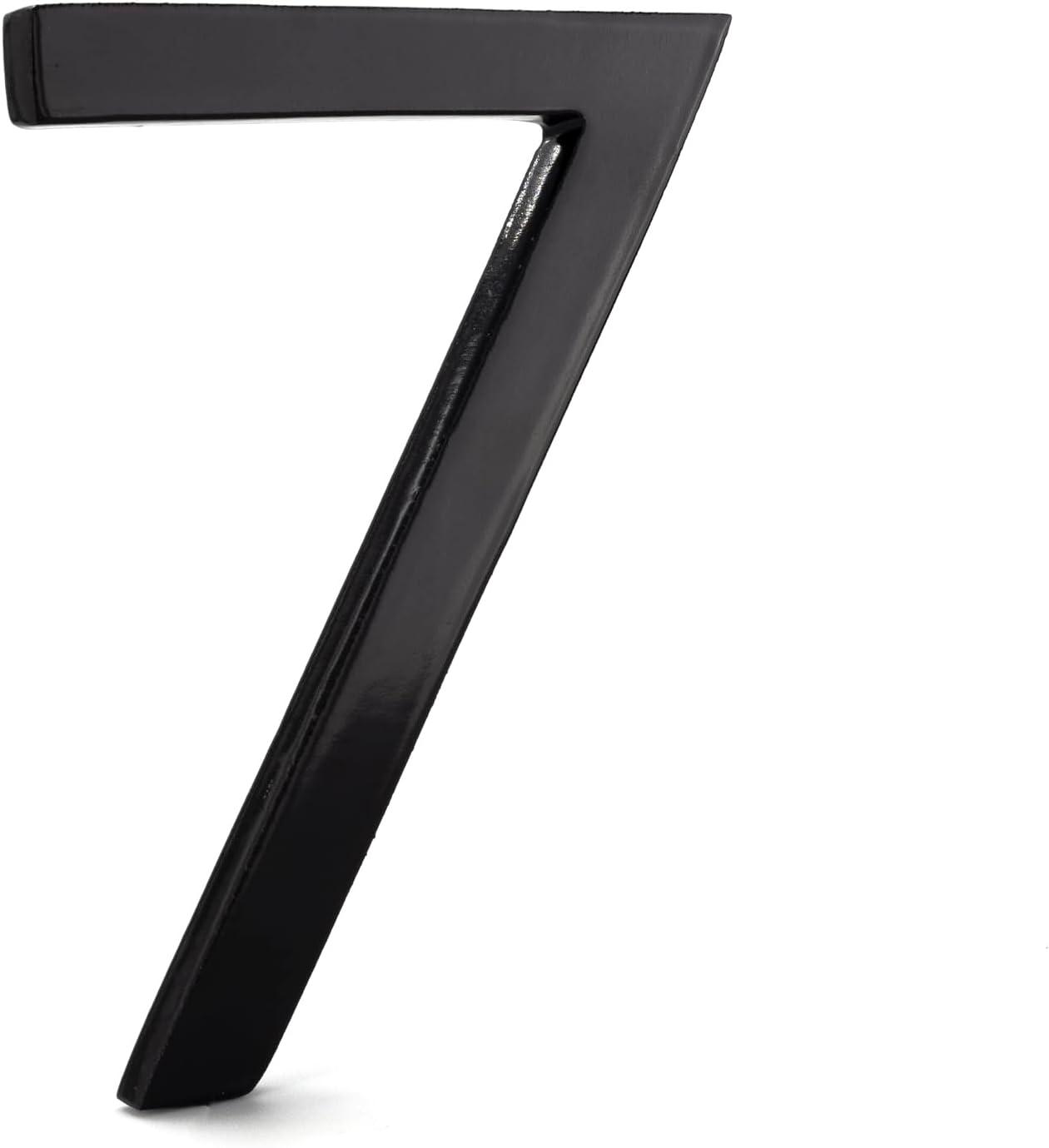 6-Inch Black Aluminum Floating House Number 7