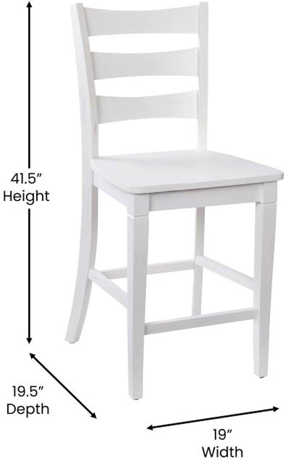 Flash Furniture Liesel Set of 2 Commercial Grade Wooden Classic Ladderback Counter Height Barstool with Solid Wood Seat