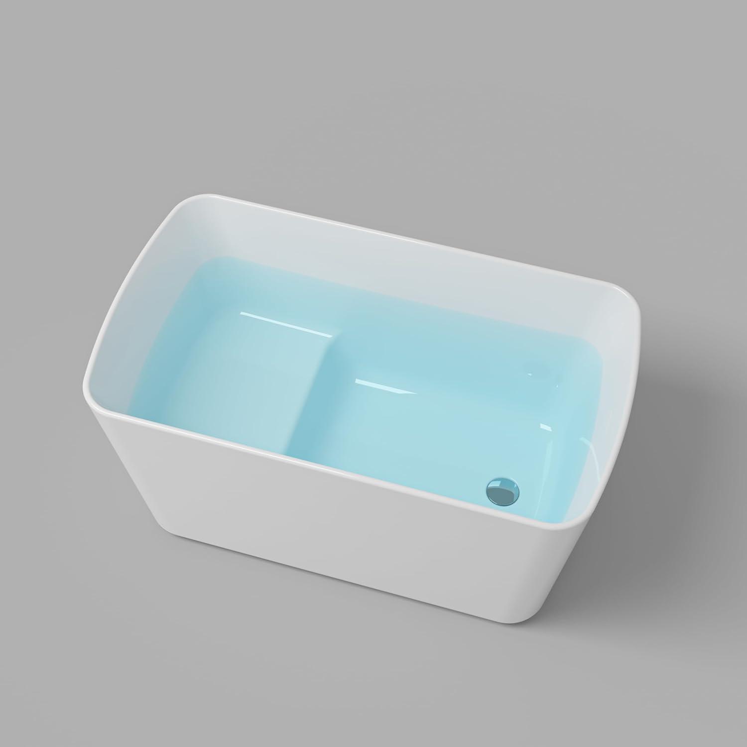 49" Glossy White Acrylic Freestanding Japanese Soaking Tub