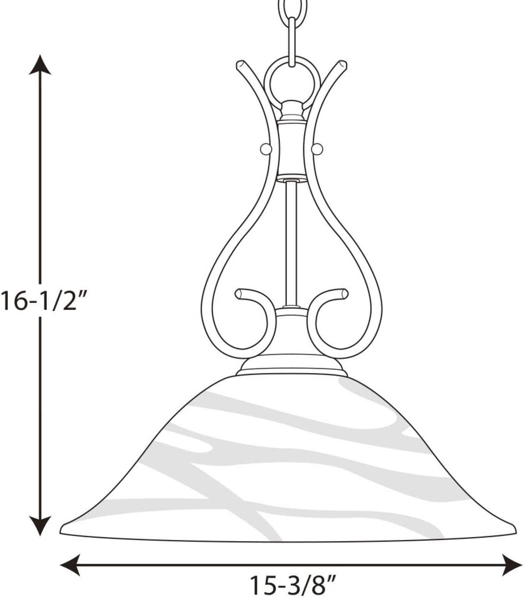 Progress Lighting, Alabaster Scroll, 1-Light Pendant, Brushed Nickel, Alabaster Style Glass Shade