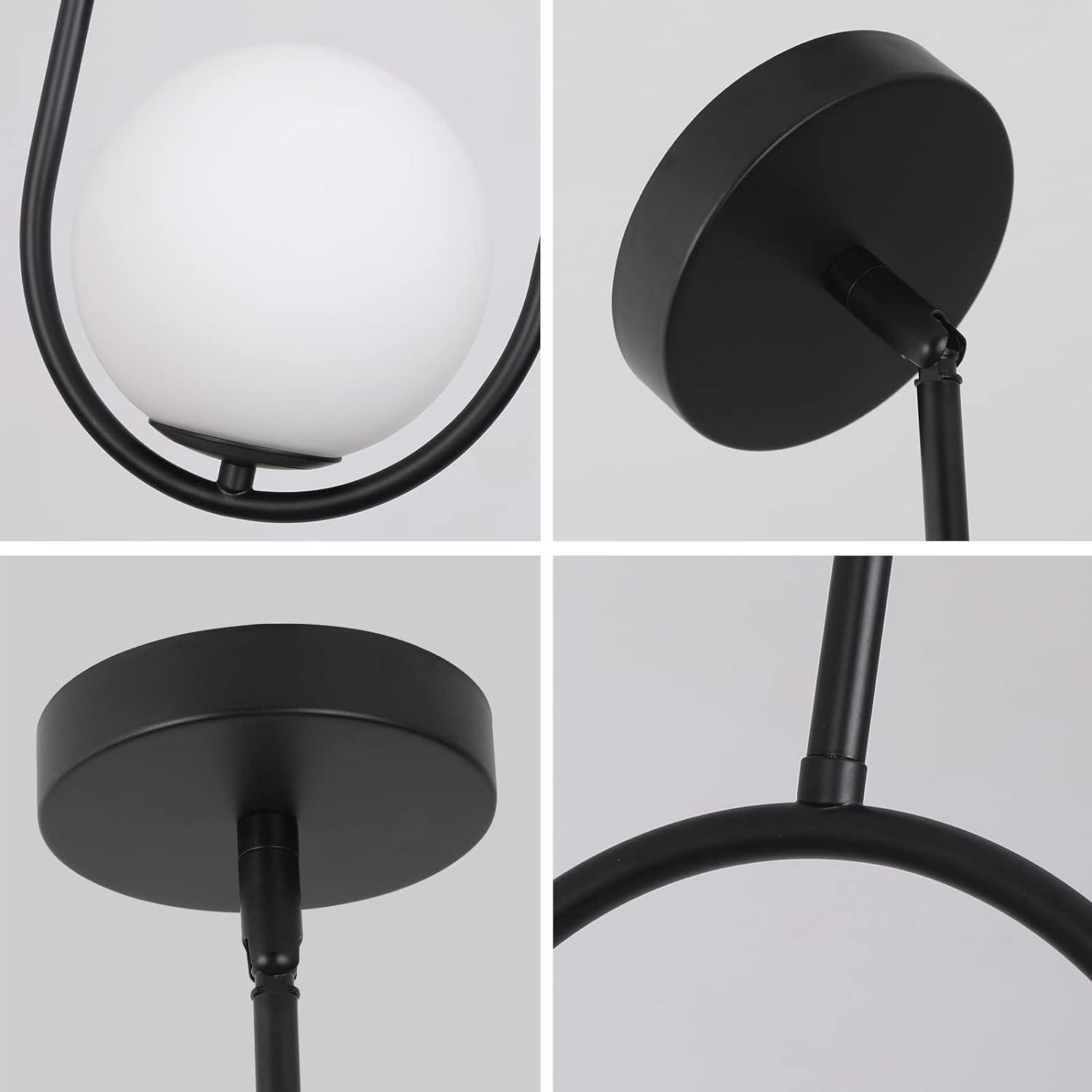 SeeU Modern Pendant Light Fixture, Black Globe pendant lighting, One Light Chandelier Indoor Hanging Light Fixture for Kitchen Island Dinning Room Bedroom