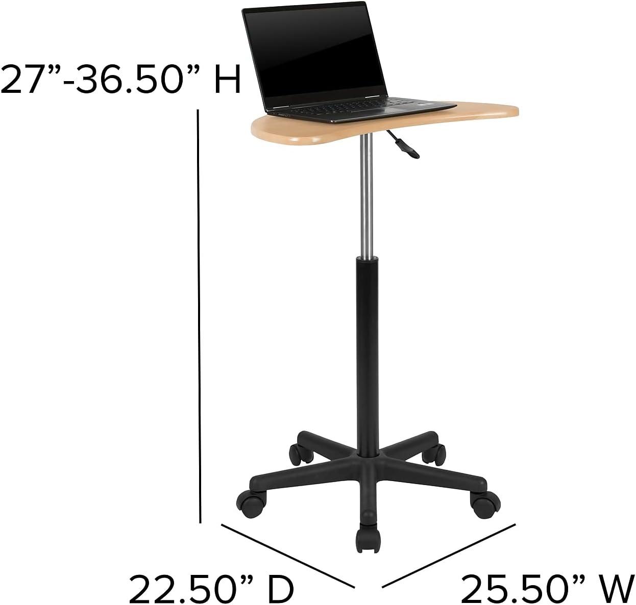 Flash Furniture Maple Sit to Stand Mobile Laptop Computer Desk